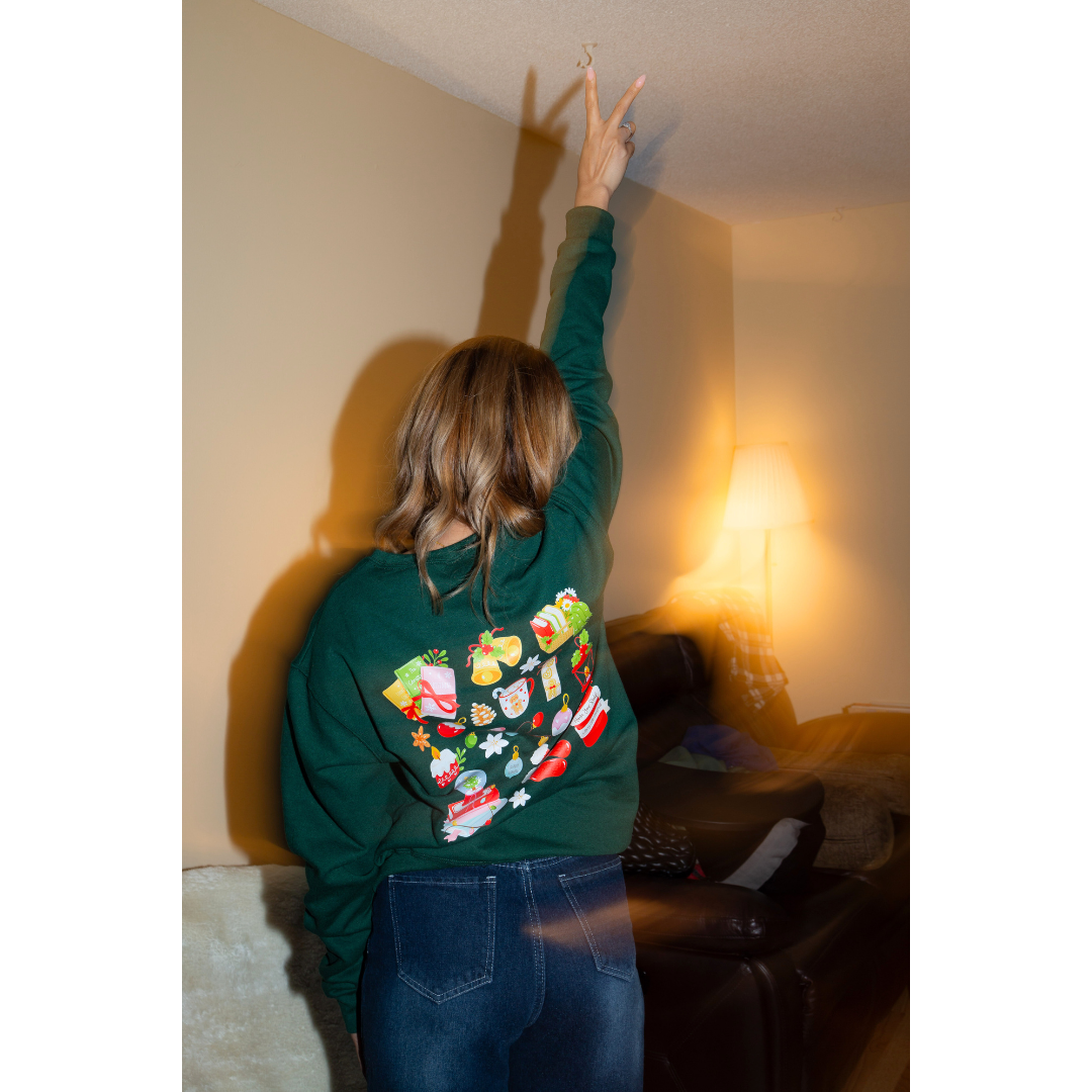 Bookish Christmas Green Crewneck Sweatshirt