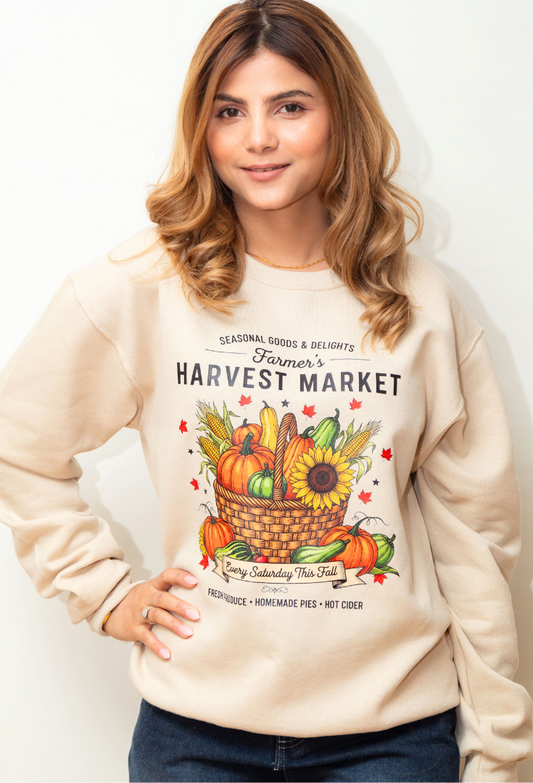 20% OFF Fall Harvest Farmers Market Basket with Maple Leaves | Cozy Autumn Sweatshirts