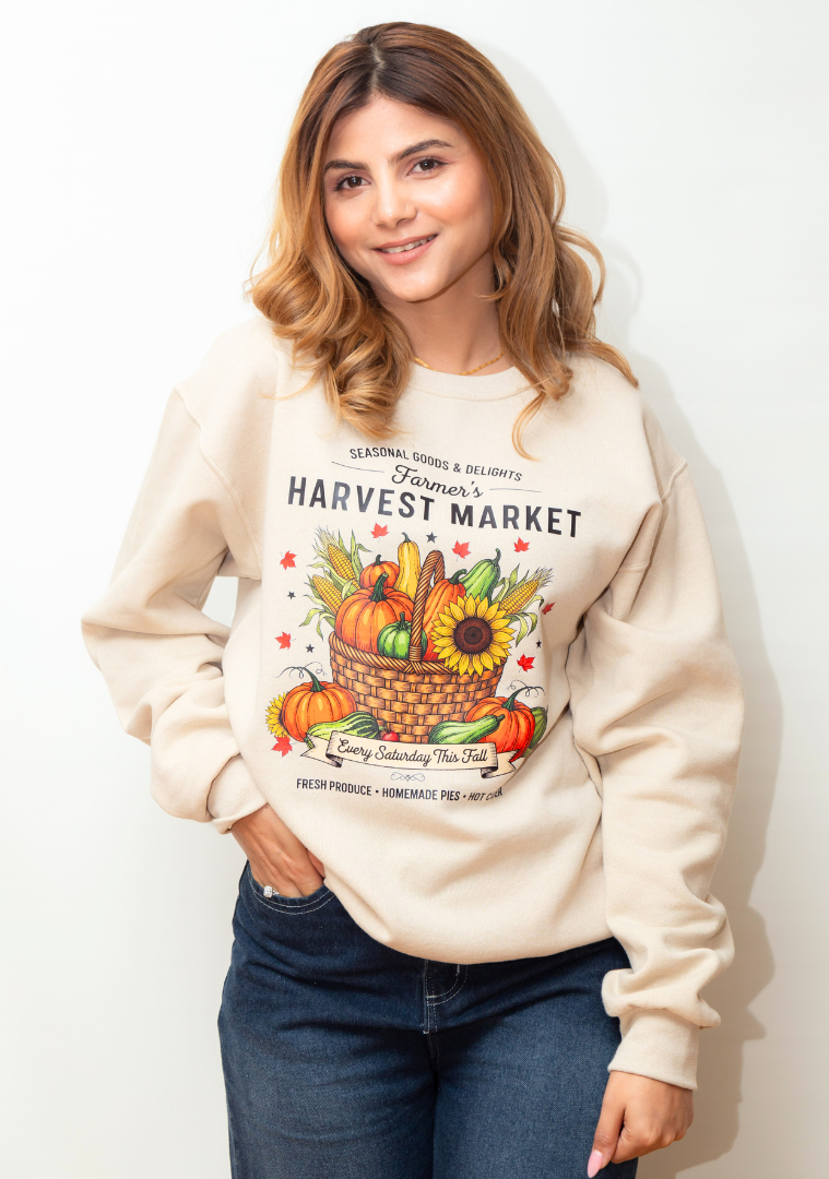 20% OFF Fall Harvest Farmers Market Basket with Maple Leaves | Cozy Autumn Sweatshirts