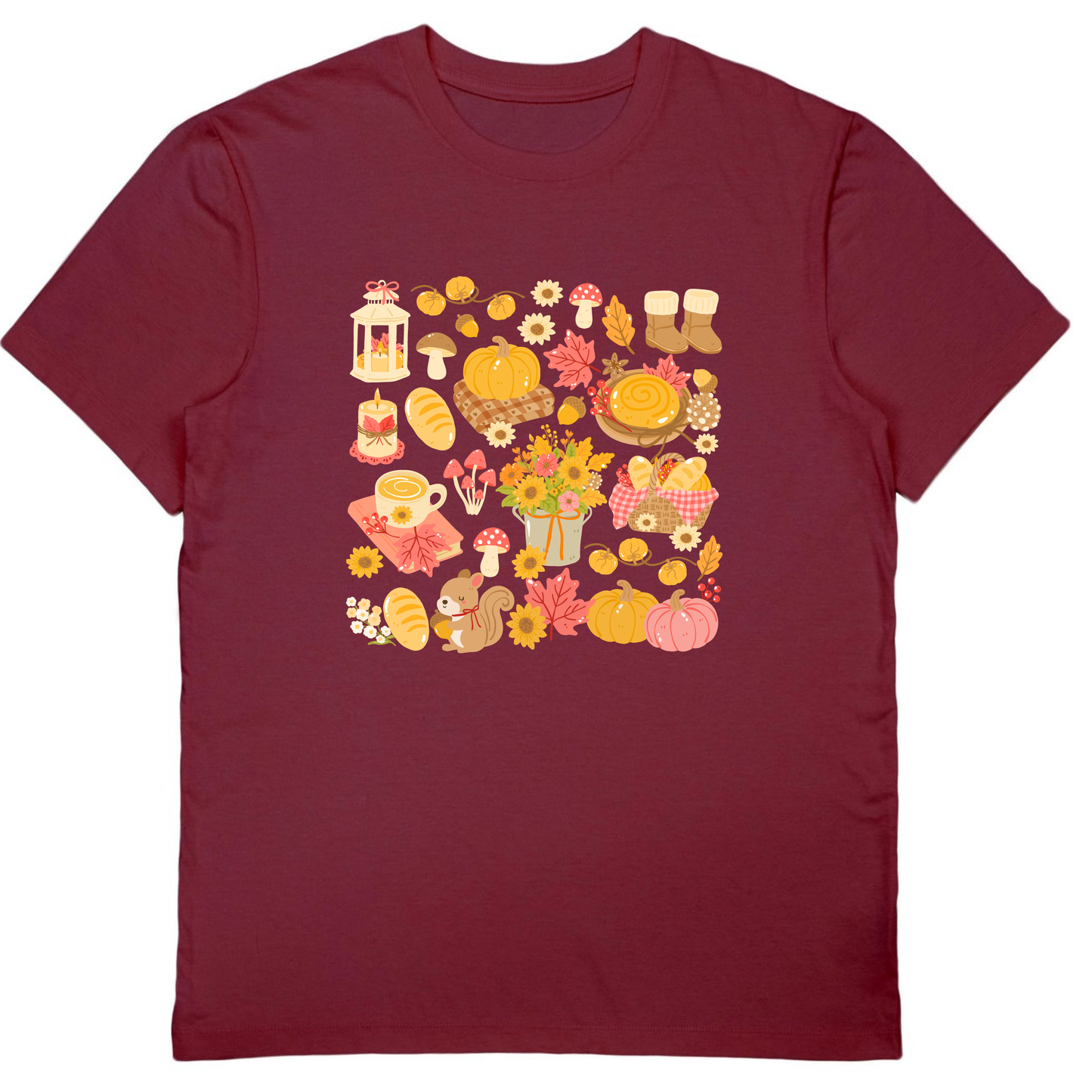 20% OFF Fall Pumpkins Maroon Boxy Tee | 100% Cotton | Made in Canada