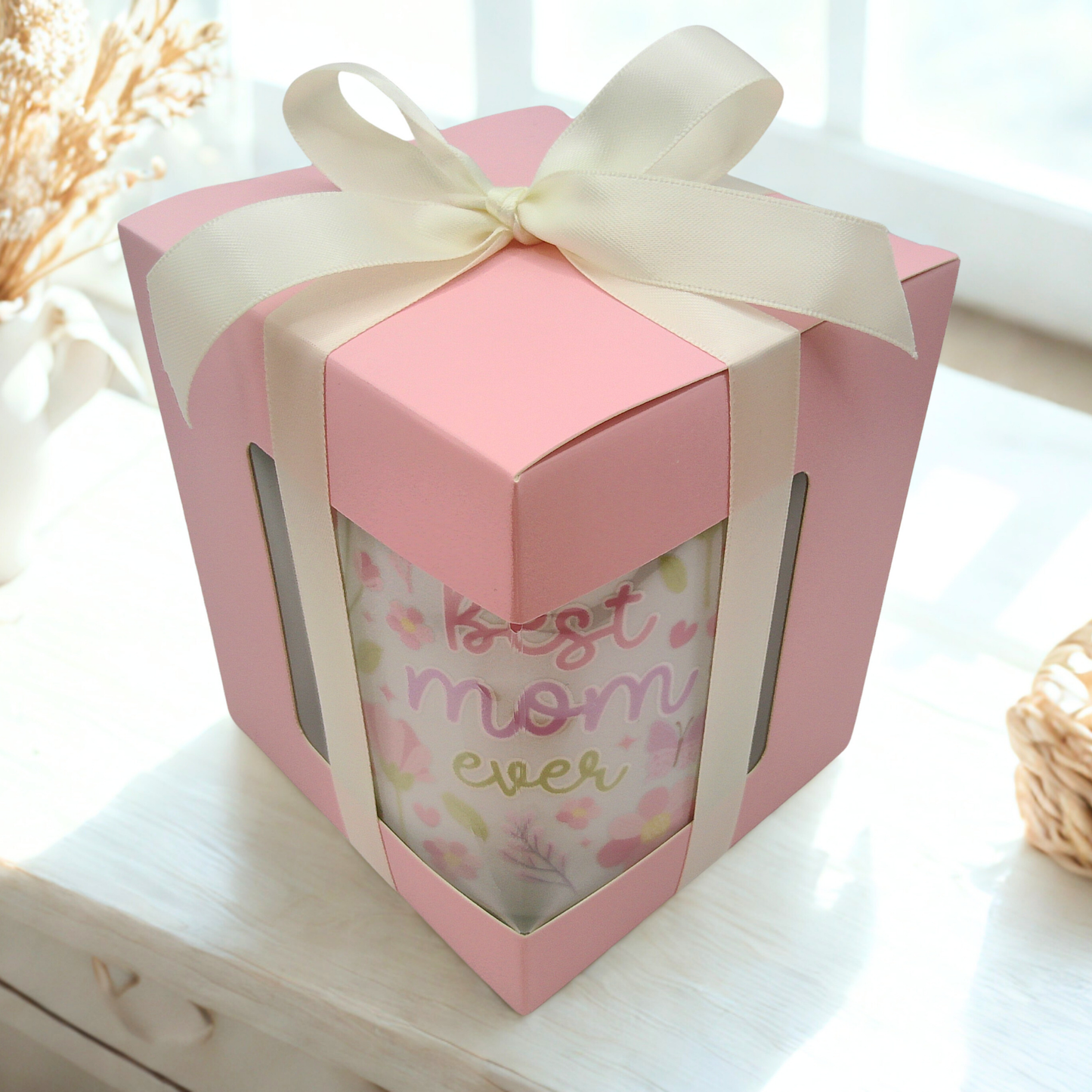 Cottagecore Afternoon Tea Ceramic Mug with Gift Box | 15oz Pink Ceramic Mug | Tea Lover Gifts