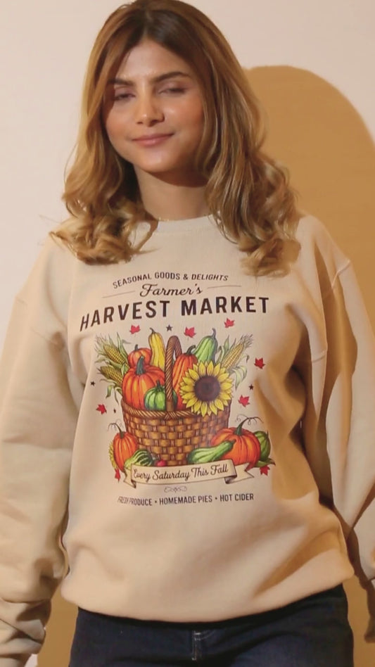 20% OFF Fall Harvest Farmers Market Basket with Maple Leaves | Cozy Autumn Sweatshirts