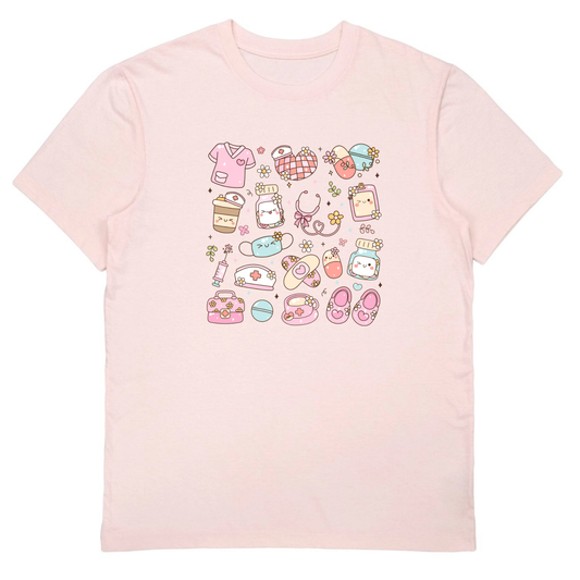 Blush Pink Nurse life Boxy T-shirt -  100% Cotton Made in Canada