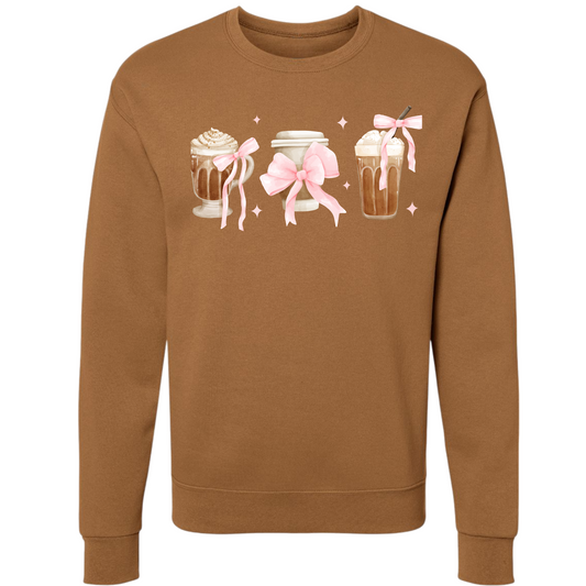 Coffee Cups with Pink Bows Sweatshirt
