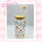 Double sided Goose Bumps 18 Oz Glass cup with Bamboo lid, Straw topper and Gift Box.