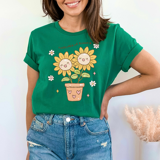 Sunflowers Together We Bloom Boxy T-shirt -  100% Cotton Made in Canada