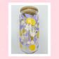 Double sided Lemon Bliss 18 Oz Glass cup with Bamboo lid, Straw topper and Gift Box.
