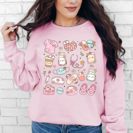 Cute Pink Retro Nurse life Sweatshirt