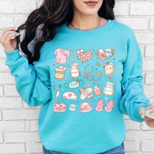 Cute Pink Retro Nurse life Sweatshirt