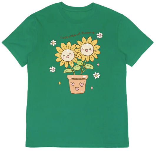Sunflowers Together We Bloom Boxy T-shirt -  100% Cotton Made in Canada