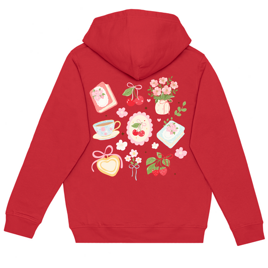 Cottagecore Berry Bliss Sweats Set | Red Hoodies and Jogger set | Cherries Strawberries and Book | Gift for Her