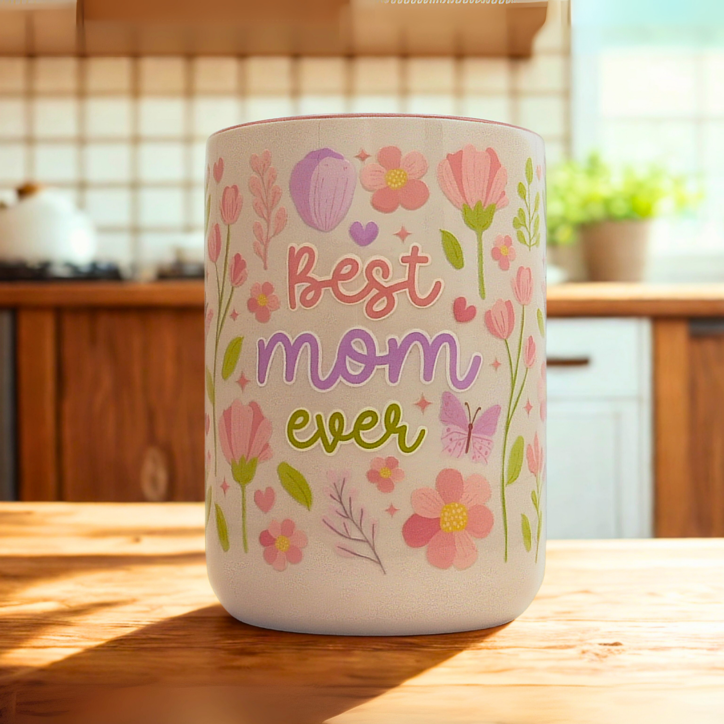 Mother's day Ceramic Mug with Gift Box | 15oz Ceramic Mug | Floral Butterfly Mother’s Day Pattern | Gift for Mom
