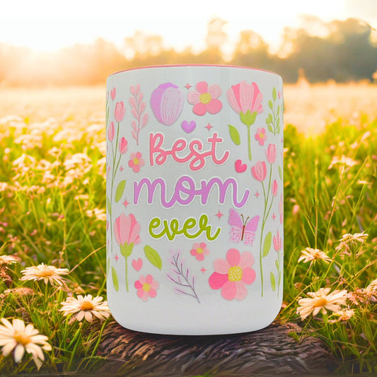Mother's day Ceramic Mug with Gift Box | 15oz Ceramic Mug | Floral Butterfly Mother’s Day Pattern | Gift for Mom