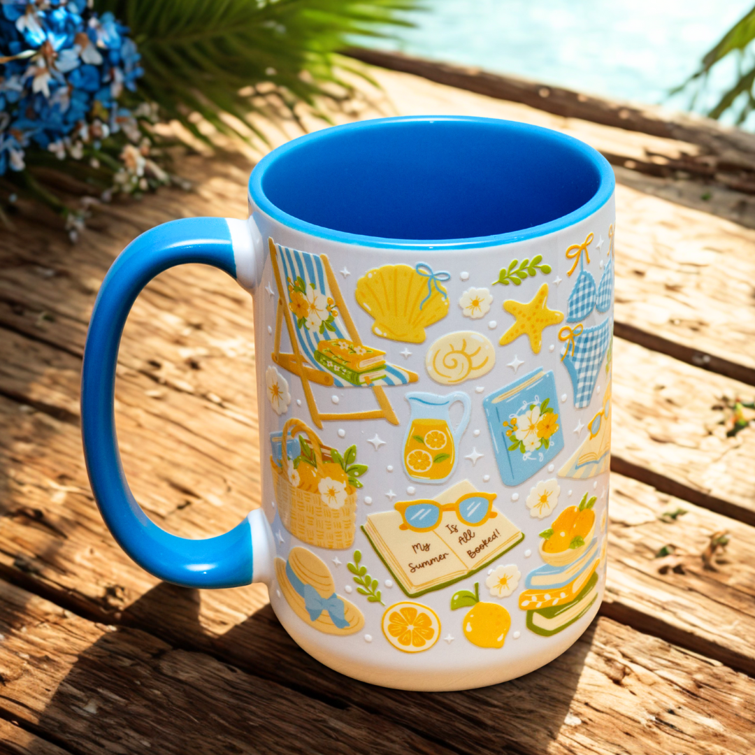 My Summer is all Booked Ceramic Mug with Gift Box | 15oz Ceramic Mug