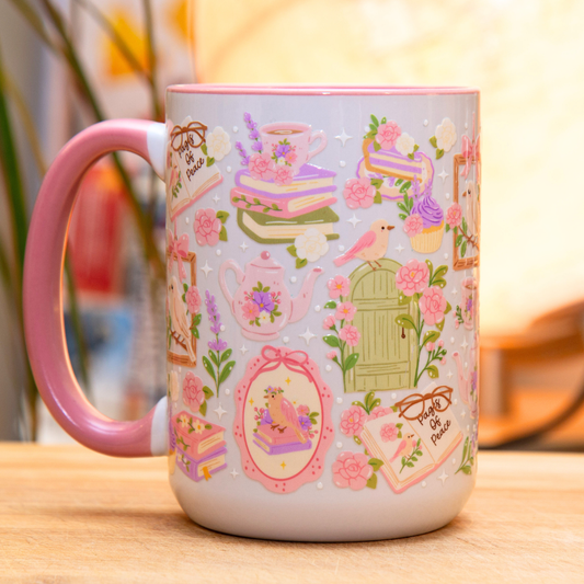 20% OFF Cottagecore Lavender Pink Mug with Gift Box | 15oz Ceramic
