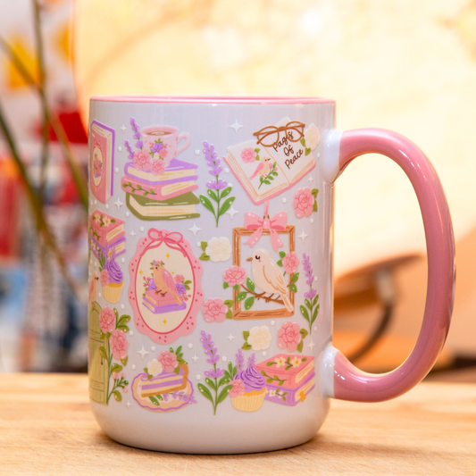 20% OFF Cottagecore Lavender Pink Mug with Gift Box | 15oz Ceramic
