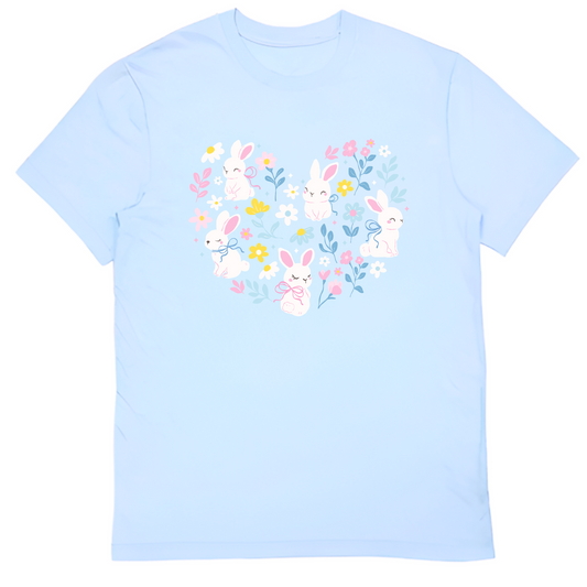 Spring Easter Bunnies Blossoms Boxy T-shirt -  100% Cotton Made in Canada