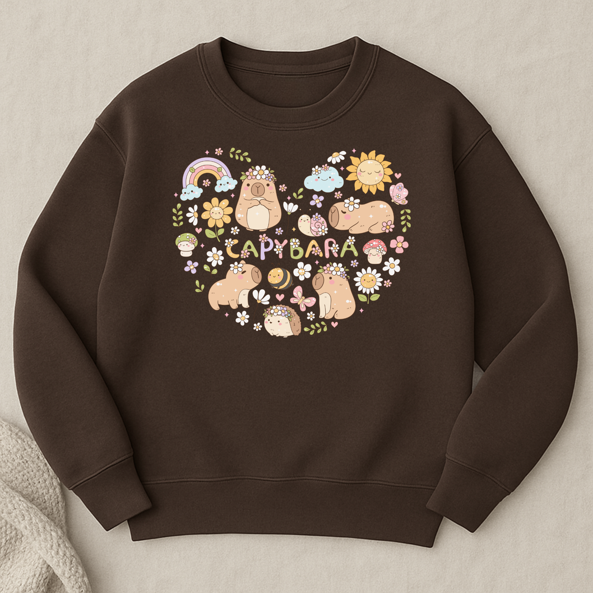 CAPYBARA CALM Dark Brown Sweatshirt