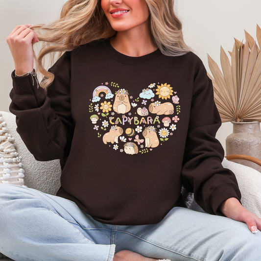 CAPYBARA CALM Dark Brown Sweatshirt