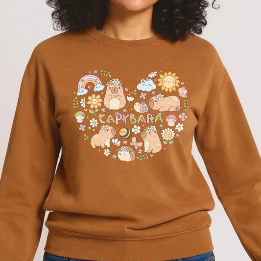20% OFF COTTAGECORE CAPYBARA Golden Brown Sweatshirt