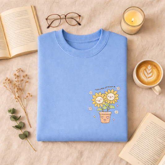 20% OFF TOGETHER WE BLOOM Blue Sweatshirt