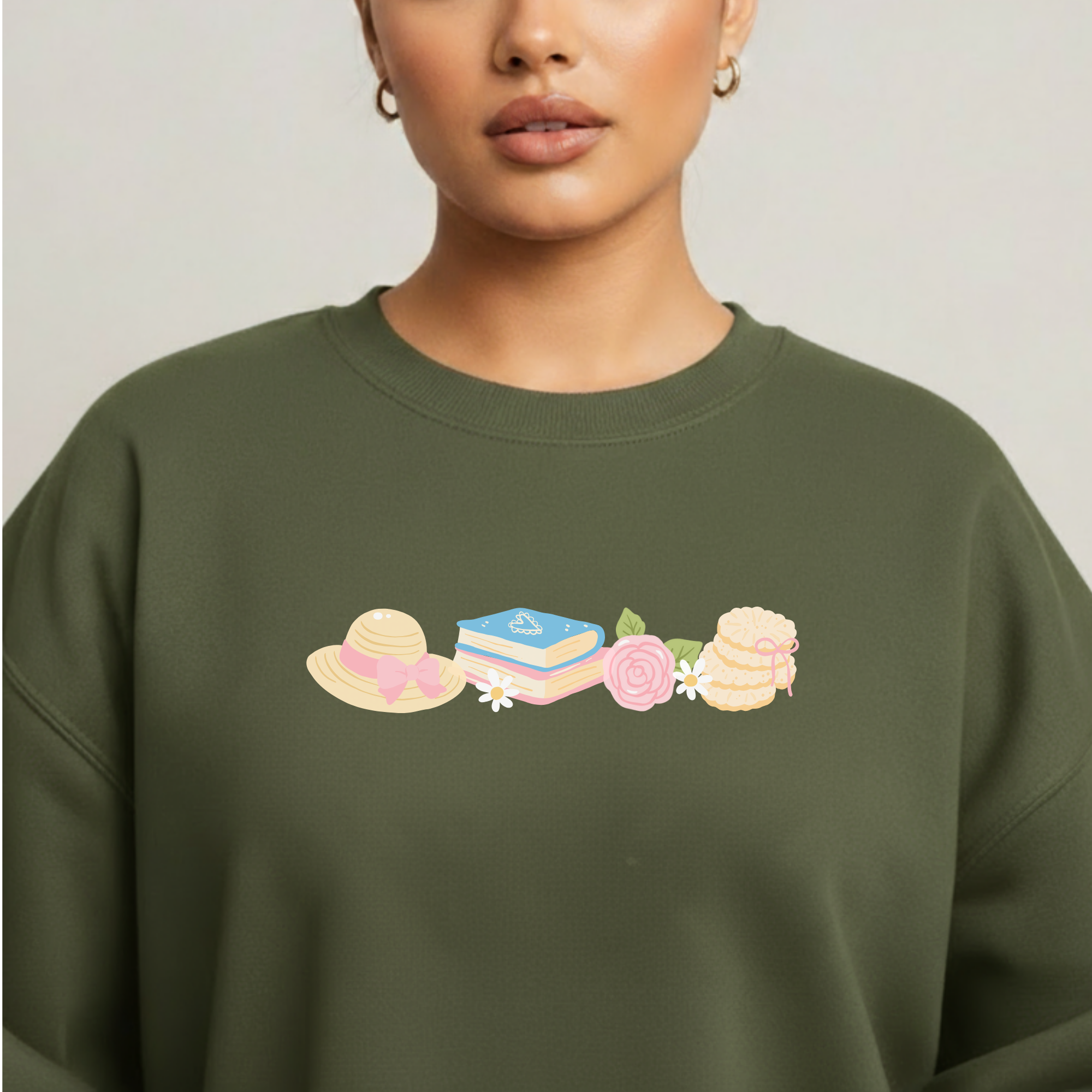 TEA TIME with BOOKS Green Sweatshirt