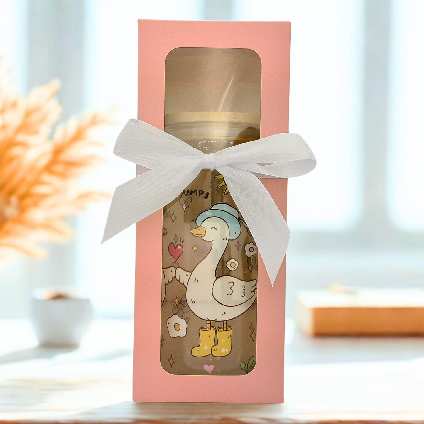 25% OFF Double sided Goose Bumps Glass Can with Bamboo Lid, Straw topper & Gift Box | 18oz Iced Coffee Cup | Eco-Friendly - Reusable | Gift for her