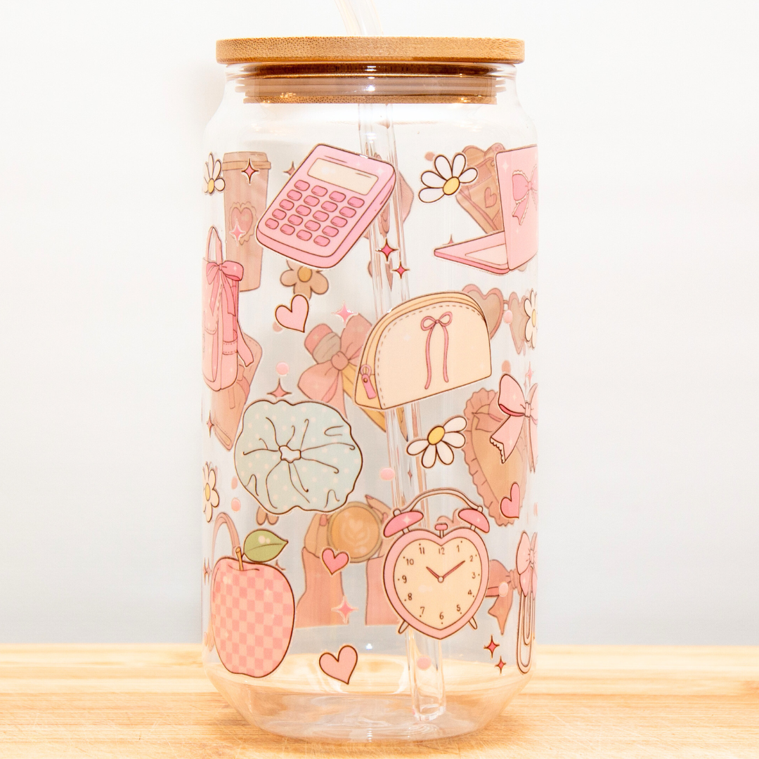 PINK COFFEE CLUB Glass Can Cup