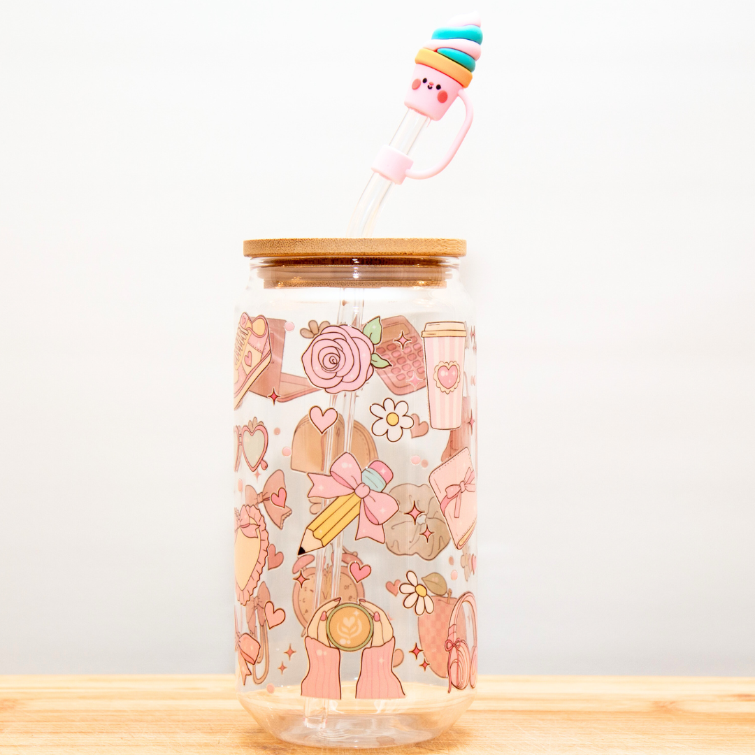 PINK COFFEE CLUB Glass Can Cup