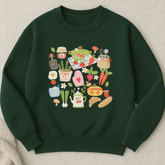 Forest Green Cottagecore Kitchen Queen Sweatshirt