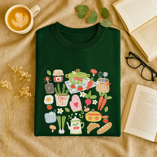 Forest Green Cottagecore Kitchen Queen Sweatshirt