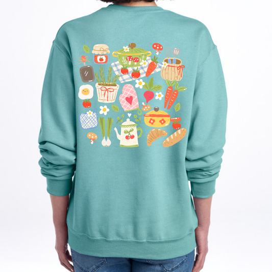 Green Sage Cottagecore Kitchen Queen Sweatshirt