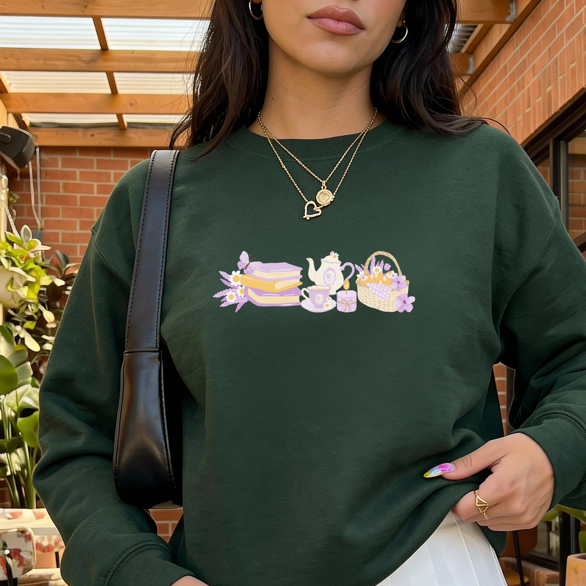 LAVENDER RELAX DAYS Forest Green Sweatshirt