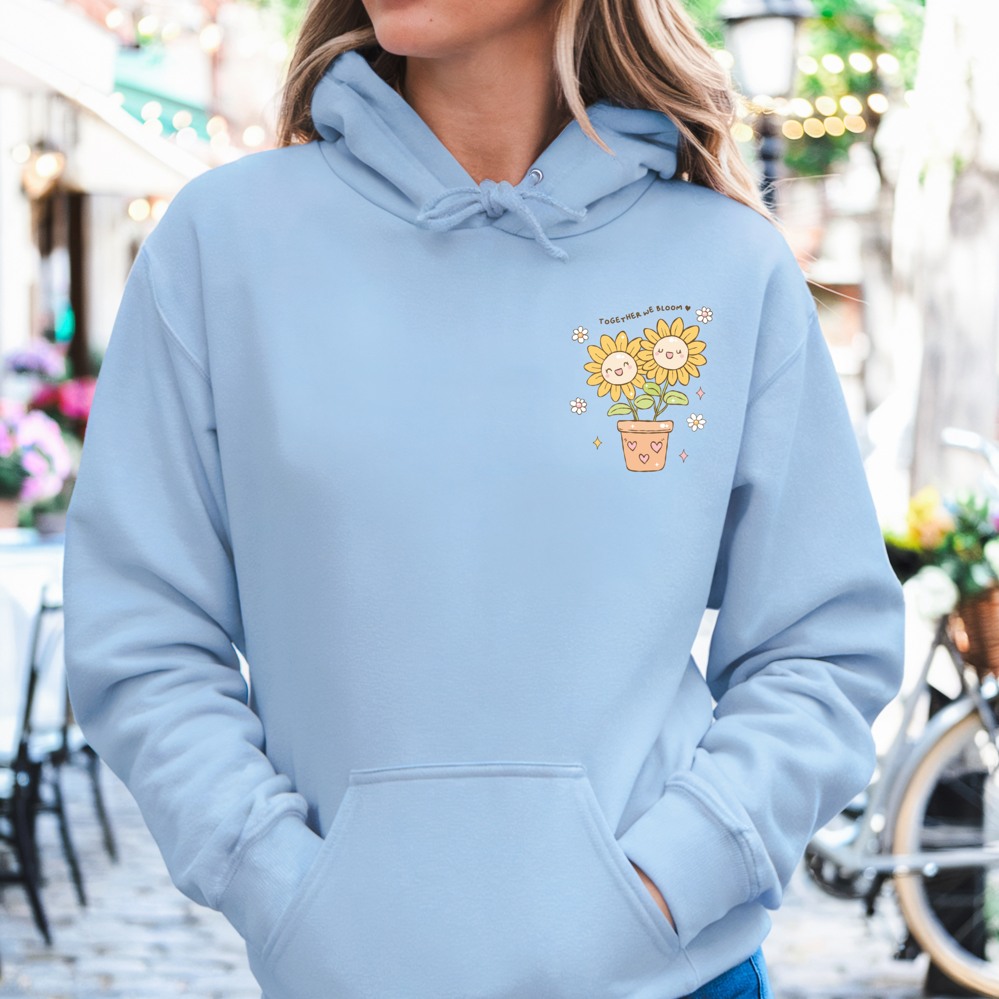 TOGETHER WE BLOOM Light Blue Hoodie