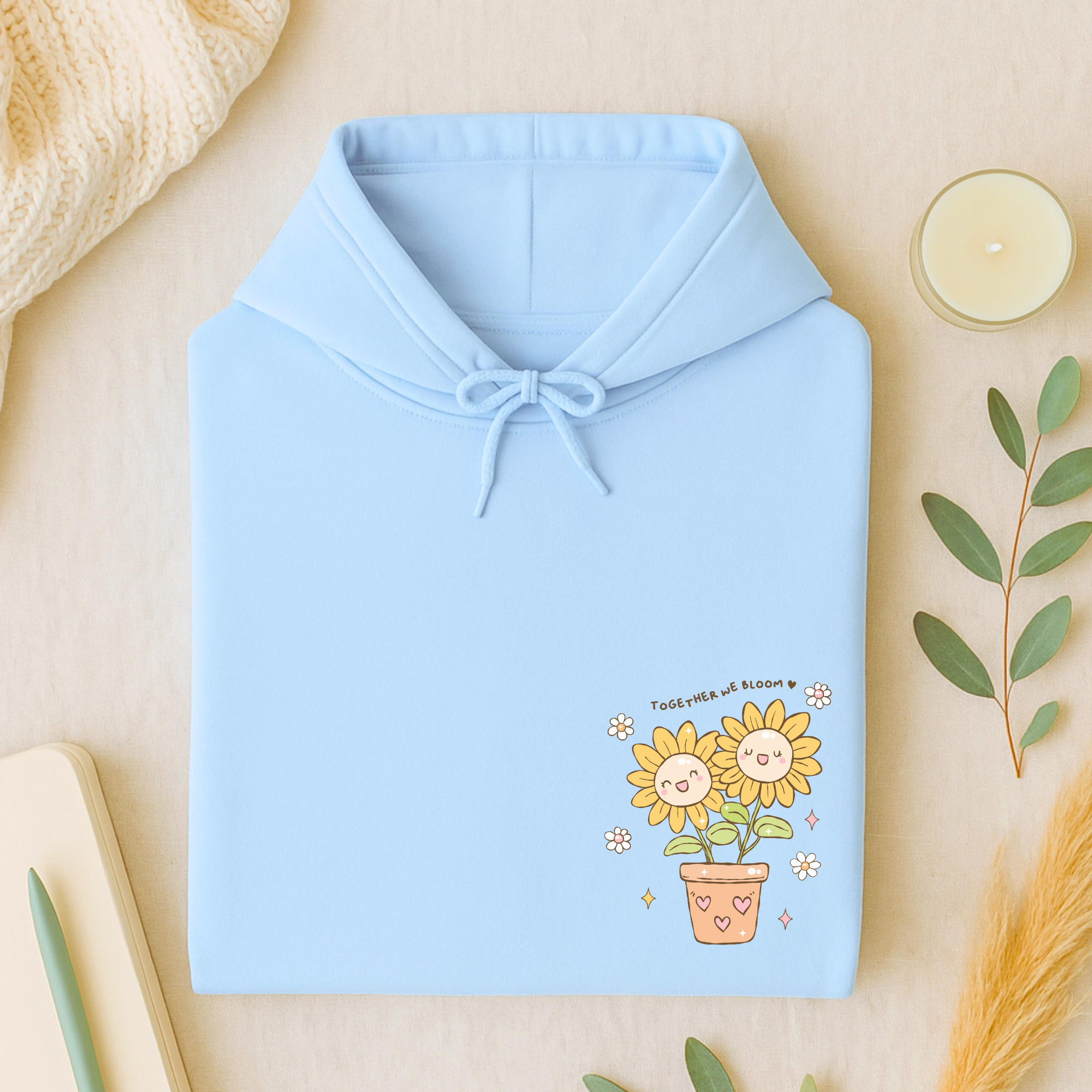 TOGETHER WE BLOOM Light Blue Hoodie