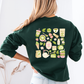 Green Matcha Sweatshirt with Tea & Dessert Design | Cozy Matcha Lover Gift