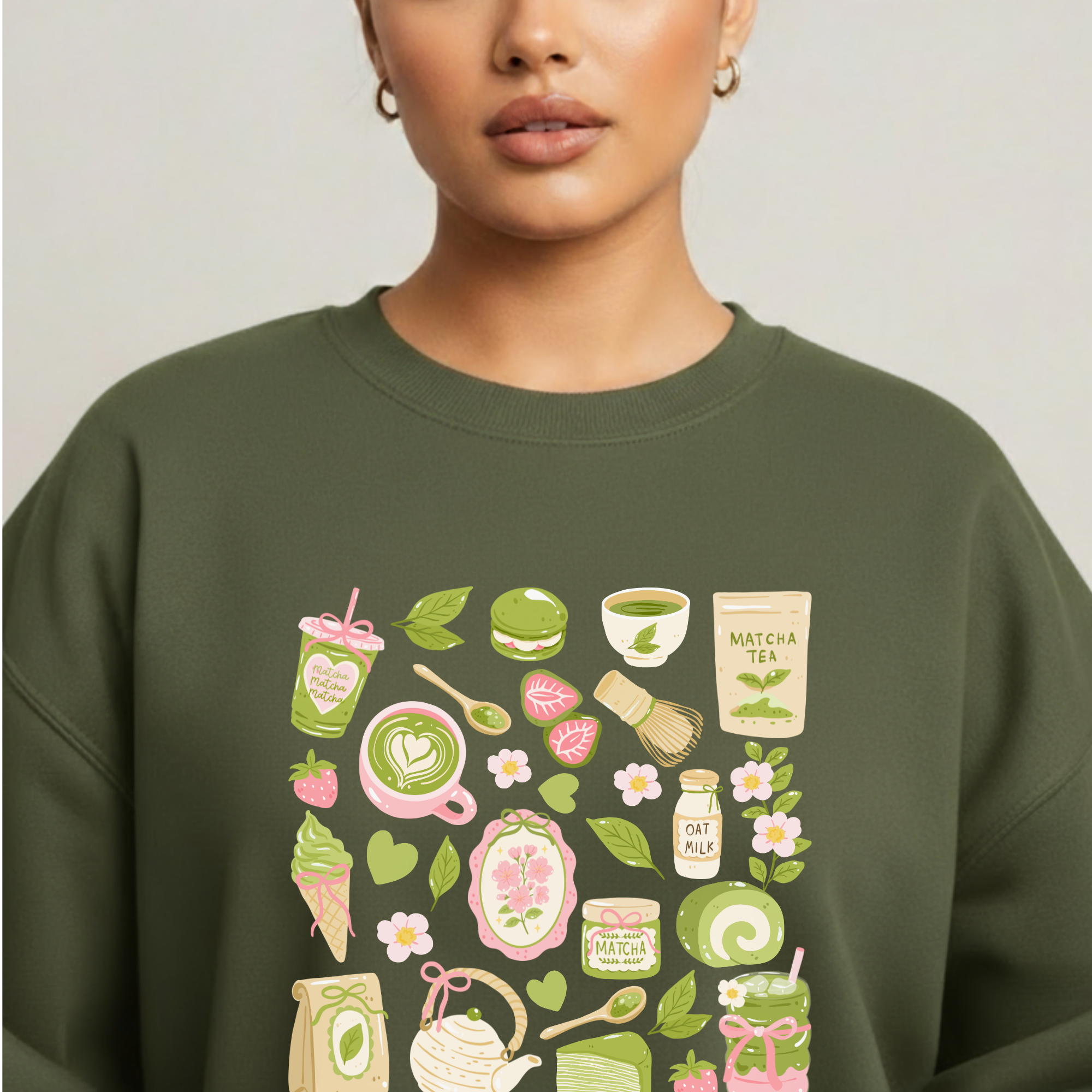 MATCHA MOMENTS Green Sweatshirt
