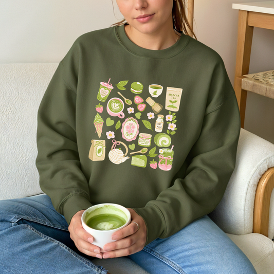 MATCHA MOMENTS Green Sweatshirt
