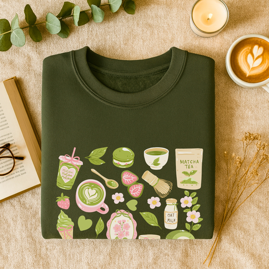 MATCHA MOMENTS Green Sweatshirt