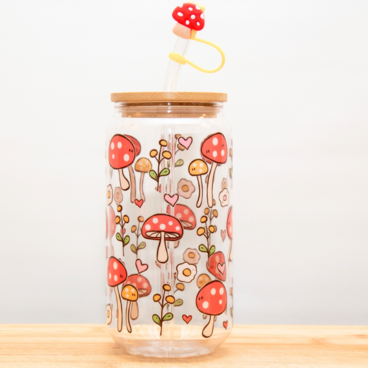 20% OFF Double-Sided Mushroom Glass Cup Set 18oz | Cute Mushroom Design with Gift Box