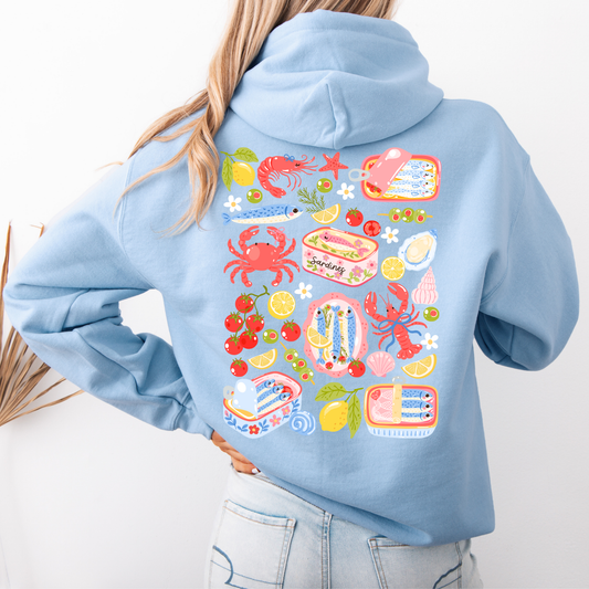 Lobsters Hoodies | Light Blue Hoodies with Coastal-Themed