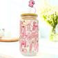 Double sided Nurse Glass Can with Bamboo Lid, Straw topper & Gift Box | 18oz Iced Coffee Cup | Eco-Friendly - Reusable | Gift for Nurse