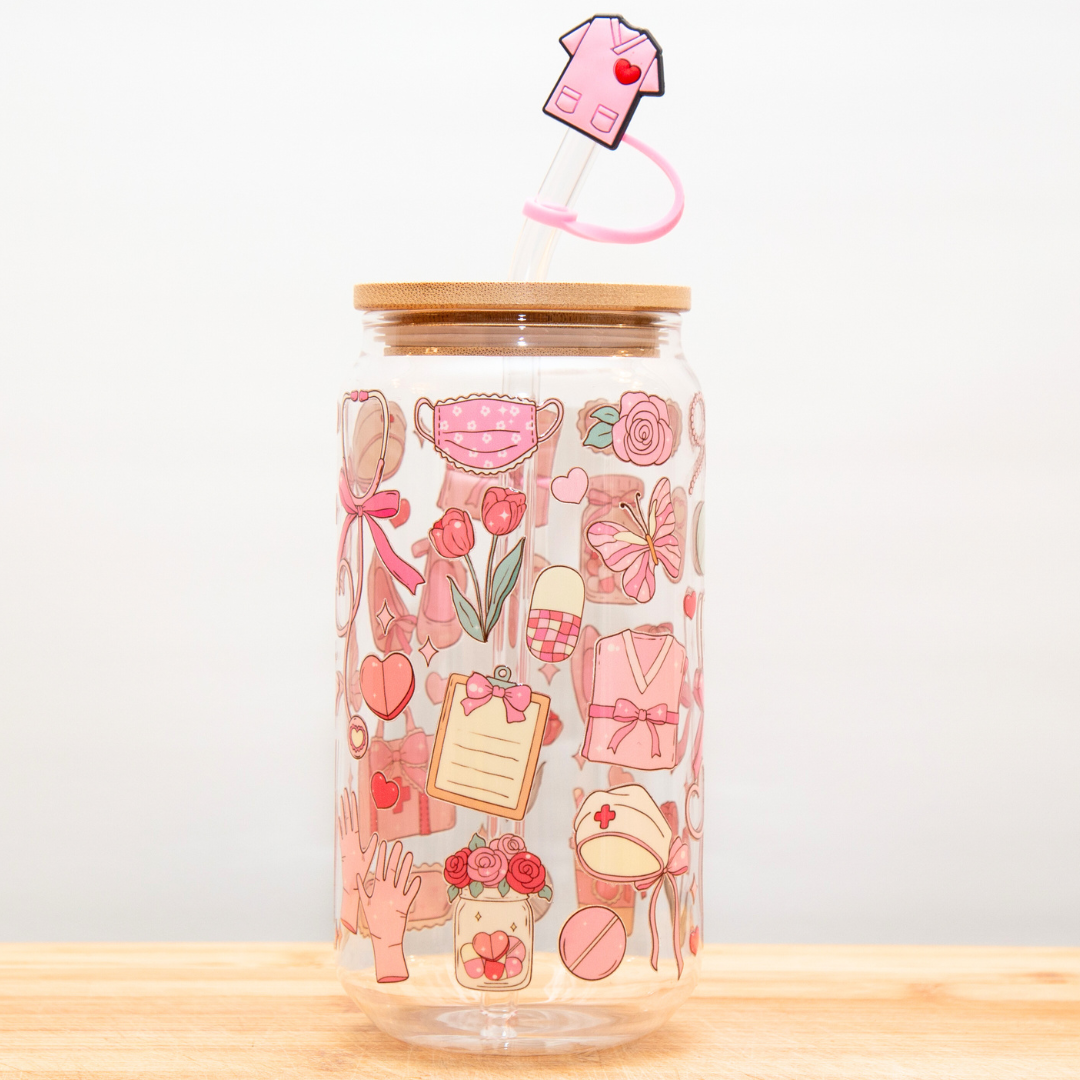 20% OFF Double-Sided Nurse Glass Cup Set 18oz | Medical-Themed Design with Gift Box