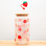 STRAWBERRIES Glass Can Cup