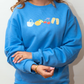 Blue Summer Sweatshirt: Cherries, Lemon, Beach themed Design