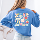 Blue Summer Sweatshirt: Cherries, Lemon, Beach themed Design