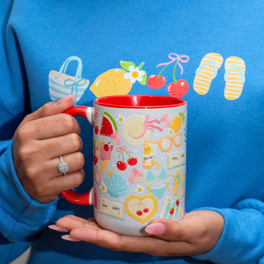 Beach Summer Ceramic Mug with Gift Box | 15oz Ceramic Mug | Gift for Her