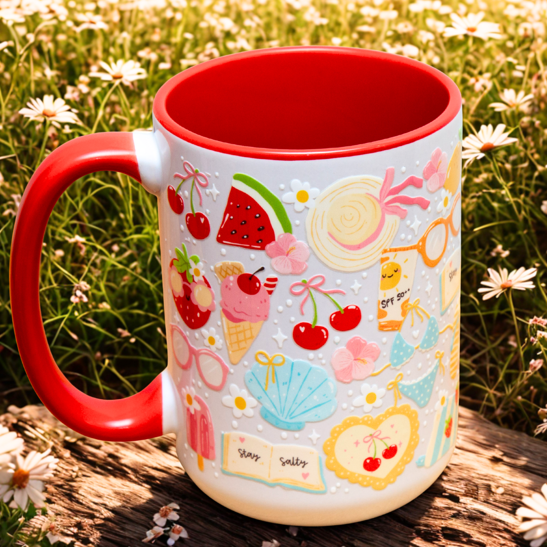 Beach Summer Ceramic Mug with Gift Box | 15oz Ceramic Mug | Gift for Her