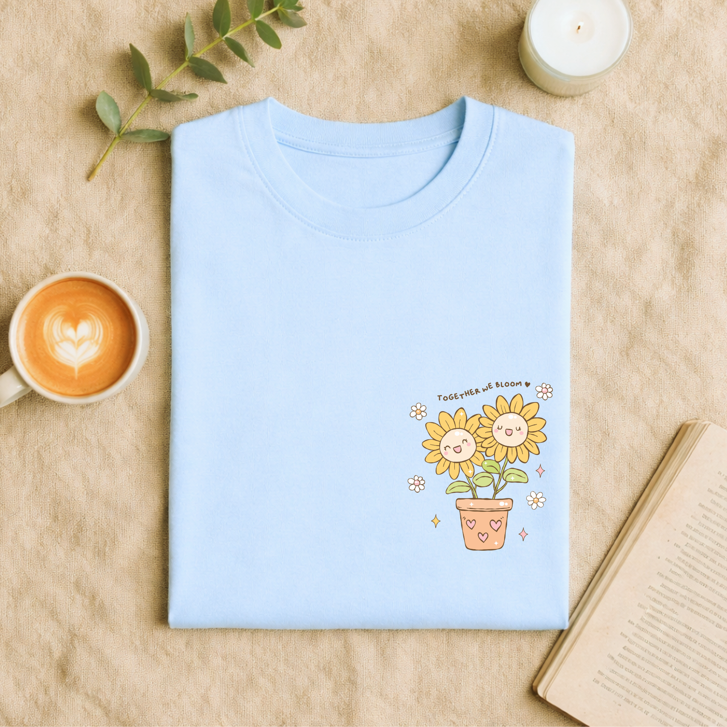 20% OFF TOGETHER WE BLOOM Light Blue Tee