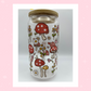 Double sided Mushroom 18 Oz Glass cup with Bamboo lid, Straw topper and Gift Box.